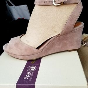 CLARKS SUEDE leather WEDGES, brand new in box